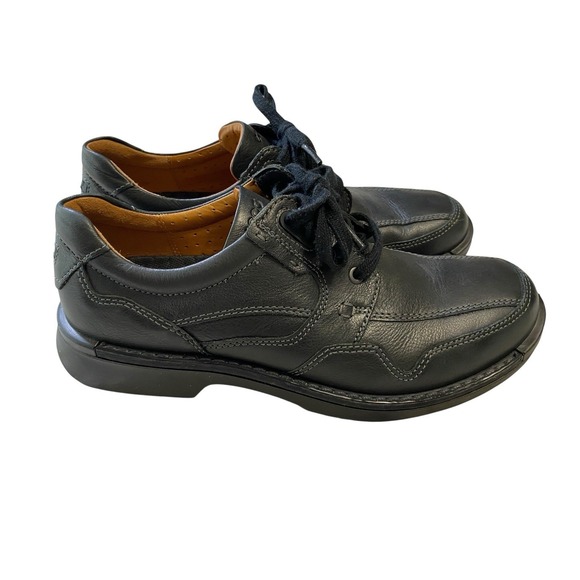 ECCO Mens Black Leather Moc Toe Oxfords Shoes Size 44 EU (10-10.5) Shock Point main image 5